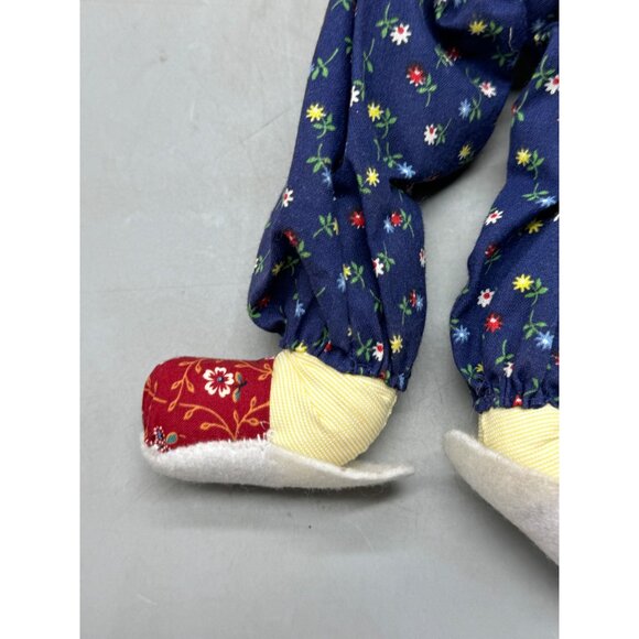 Handmade Fabric Rag Doll With Floral Patterned Clothes & White Felt Hat 12" READ - Picture 14 of 16